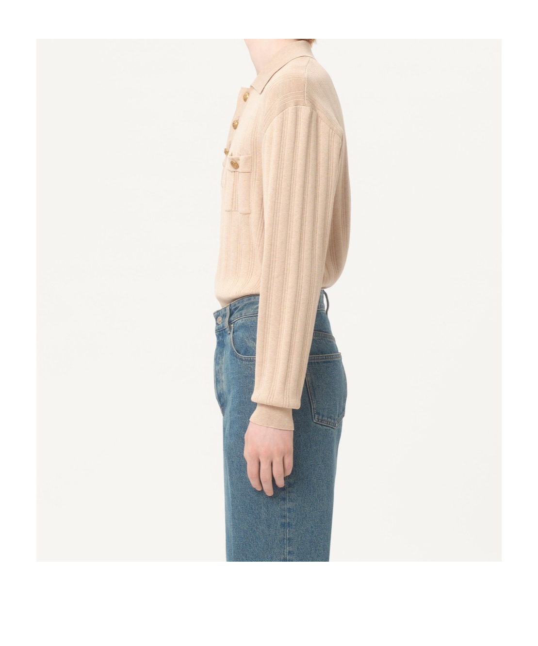 Valentino Garavani Fine-knit Polo Jumper In Nude