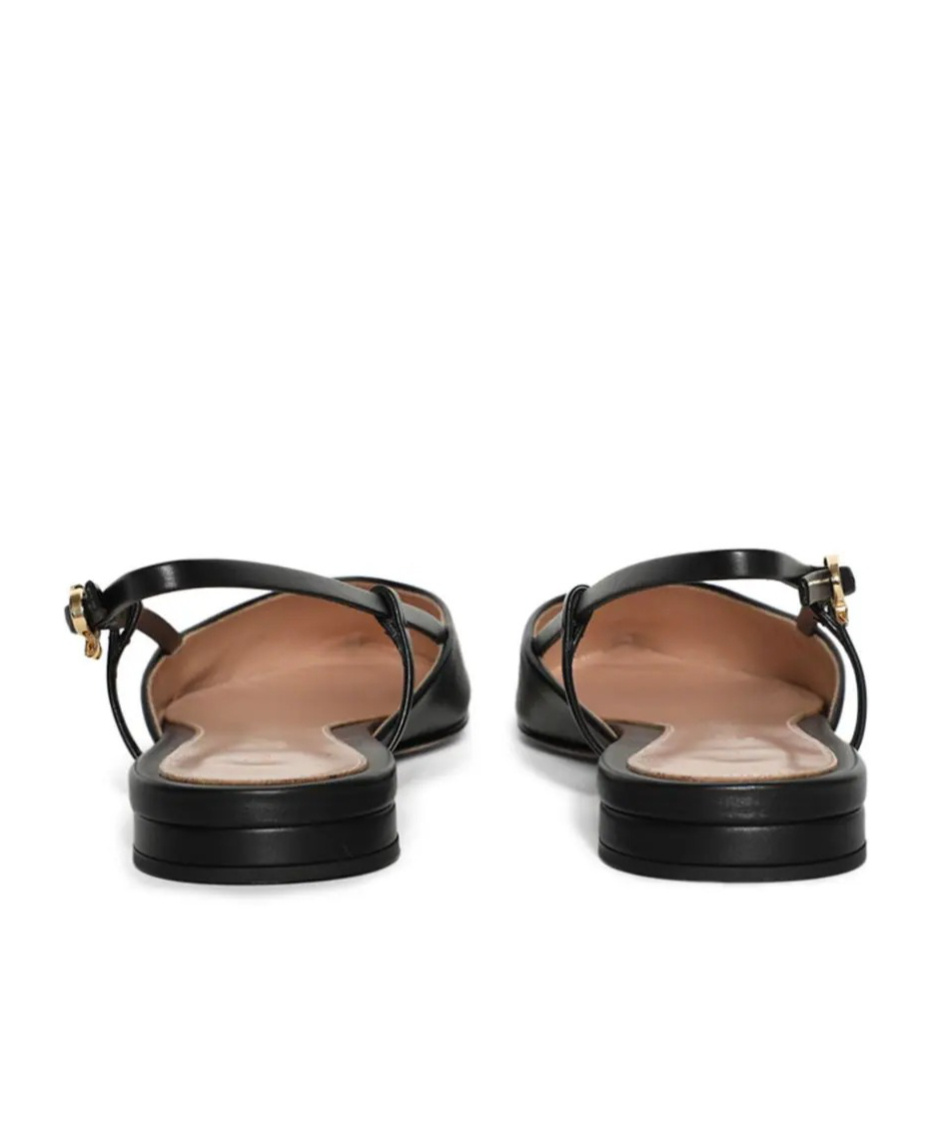 Gianvito Rossi Ascent 05 Leather Slingback Point-toe Flats In Black
