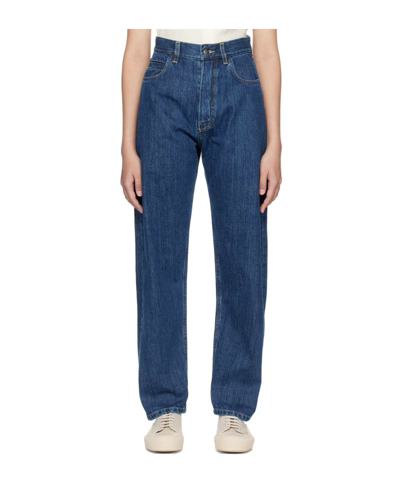 Studio Nicholson Belt-loop Jeans In Blue