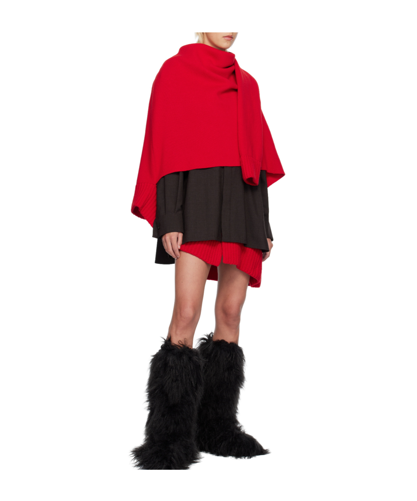 Sacai Knitted Wool Mini Dress In Red