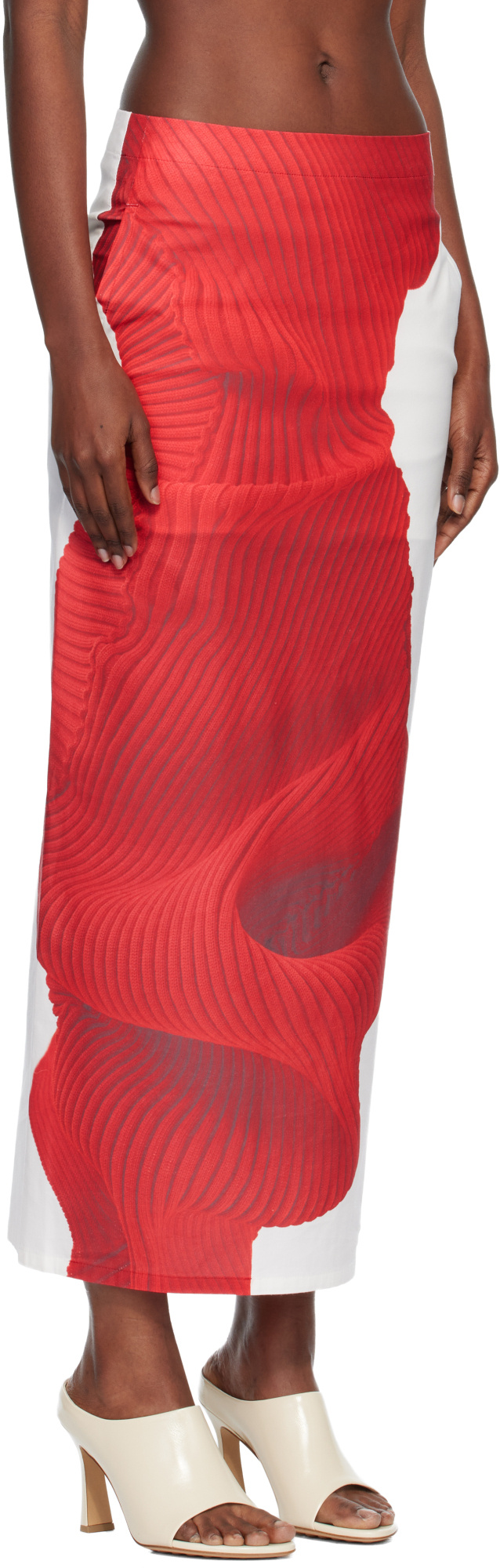 Issey Miyake Knit As Represented Midi Skirt In Multi