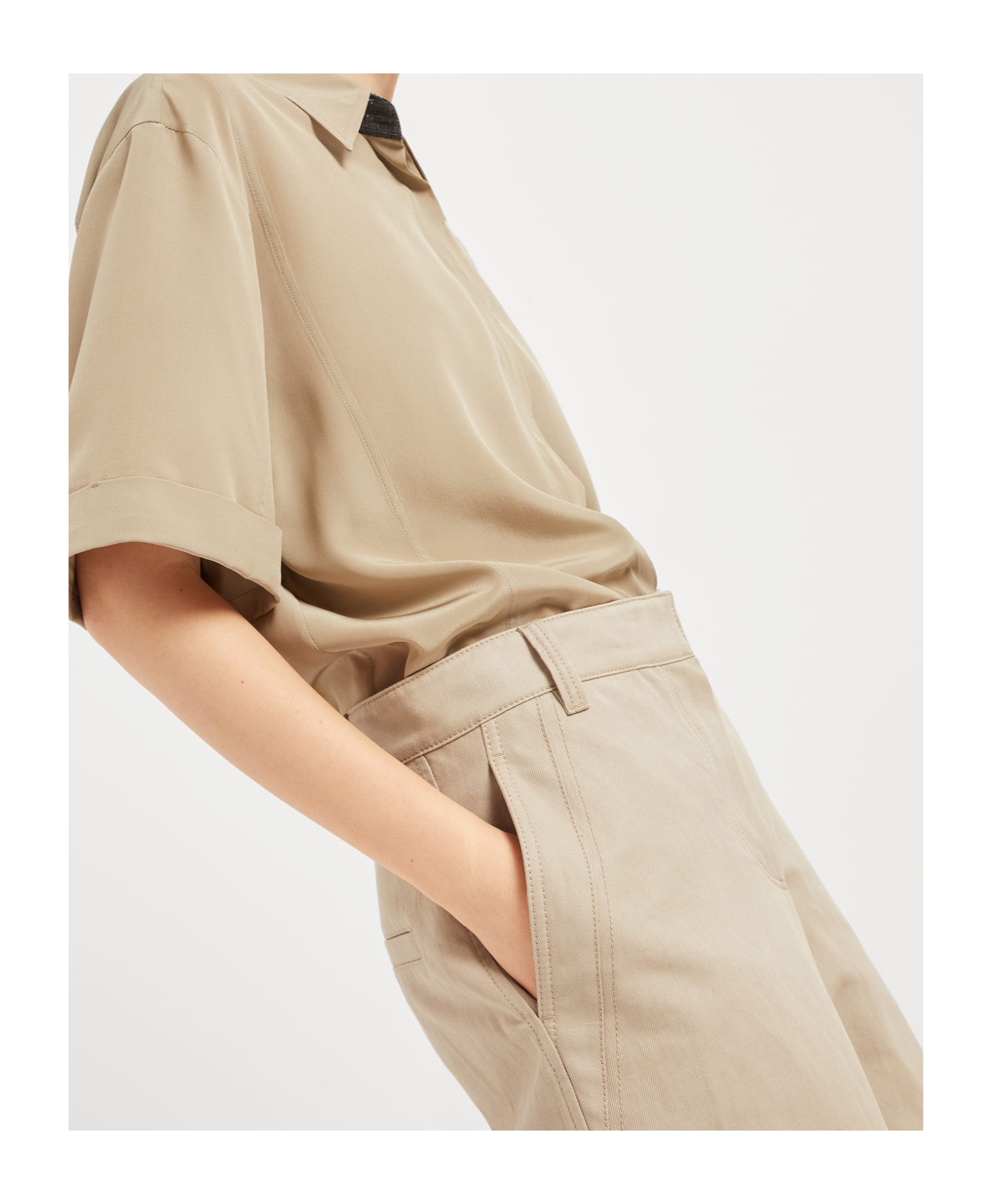 Brunello Cucinelli Ergonomic Trousers In Nude