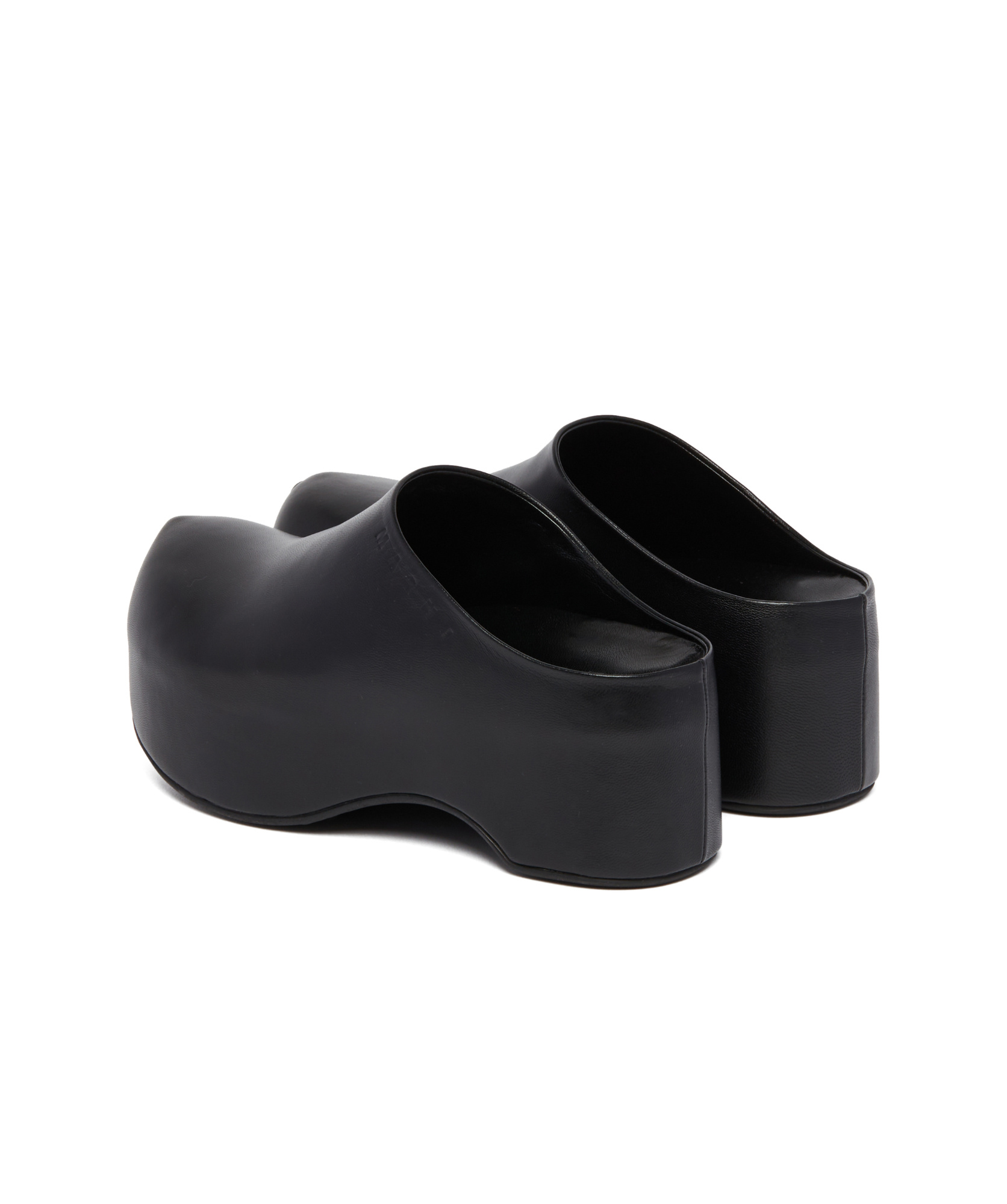 Shop Marni Black Leather Chunky Clog Sabot