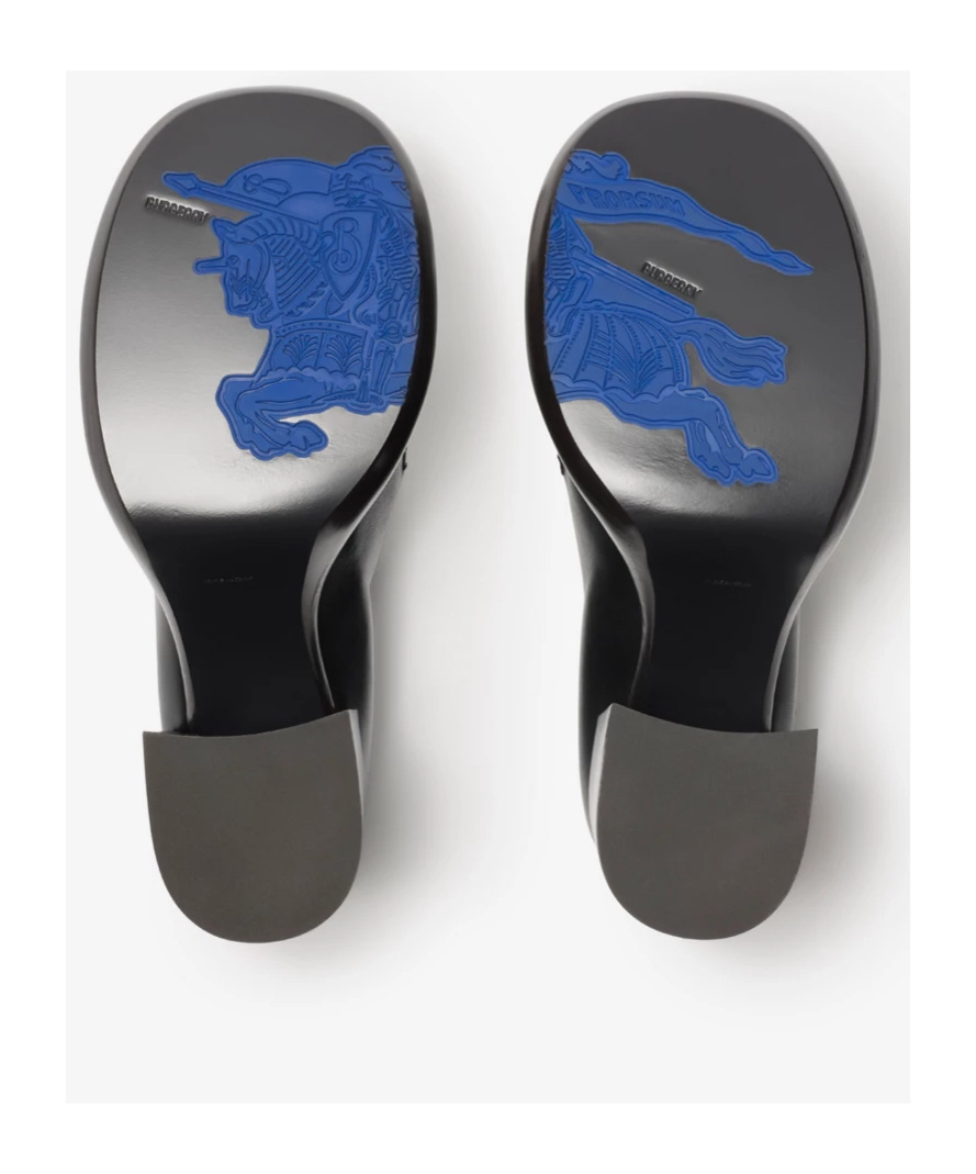 Burberry Leather Wedge Heeled Loafers In Black
