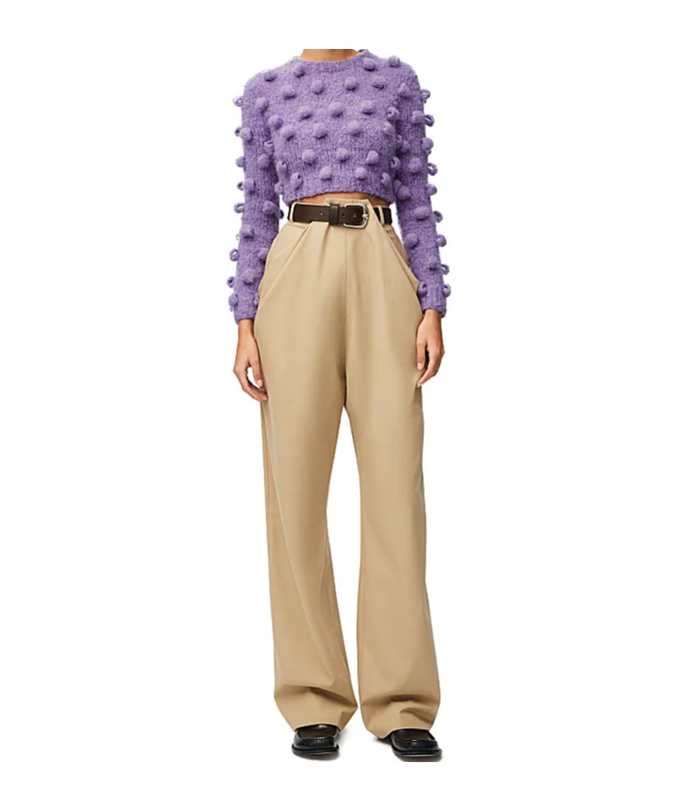 Loewe Cropped Sweater In Alpaca Blend In Purple