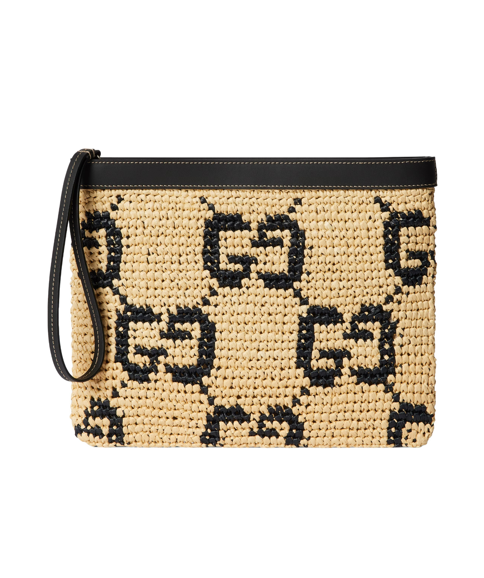 Gucci Gg  Pouch In Natural And Black