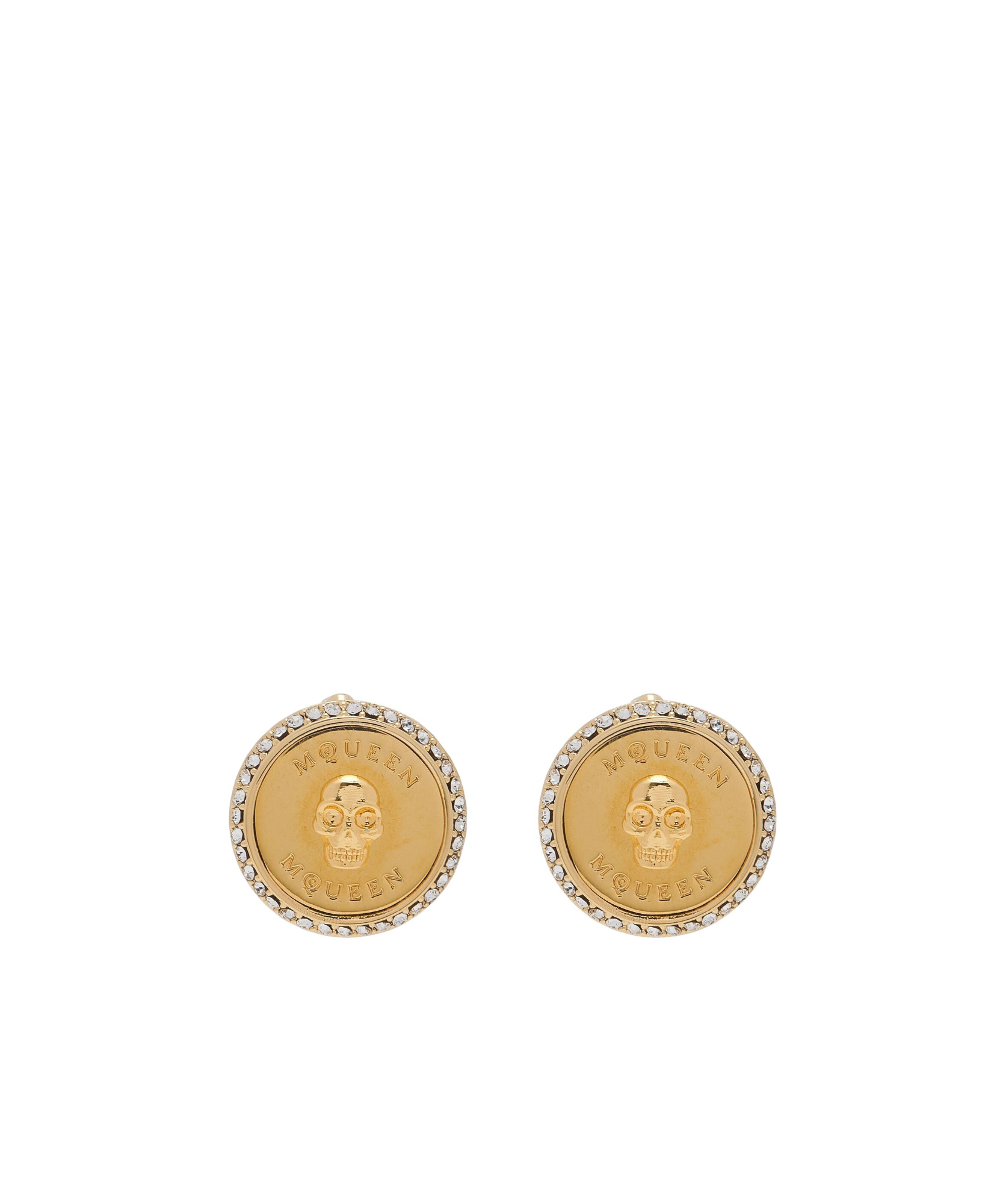 Alexander Mcqueen Sovereign Skull Earrings In Yellow