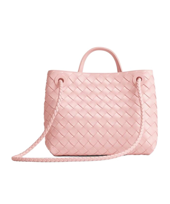 Bottega Veneta Small Andiamo Intrecciato Shoulder Bag In Rosy