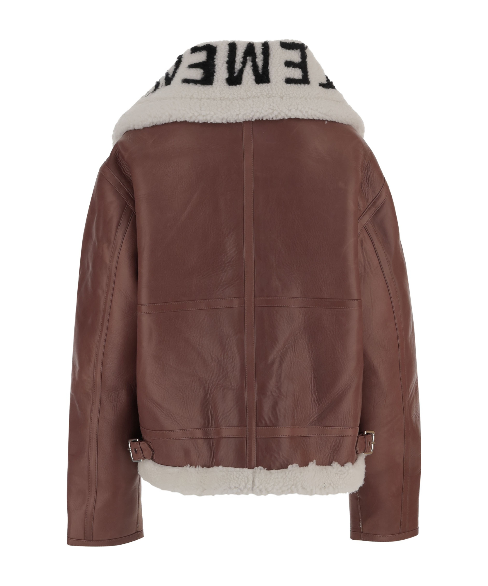 Vetements Leather Jacket With Logo In Brown
