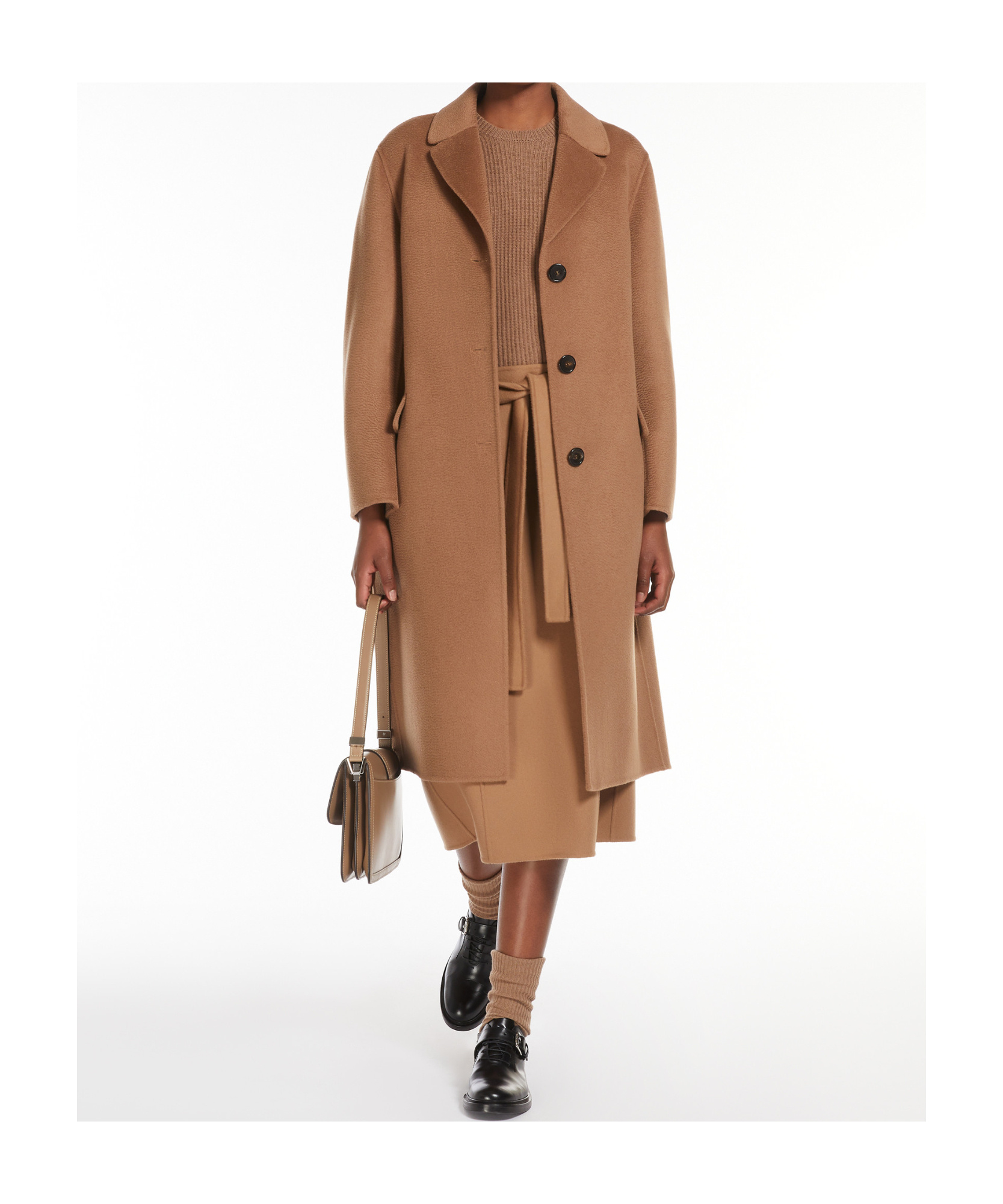 Max Mara Wool Cashmere Medium Long Coat In Brown