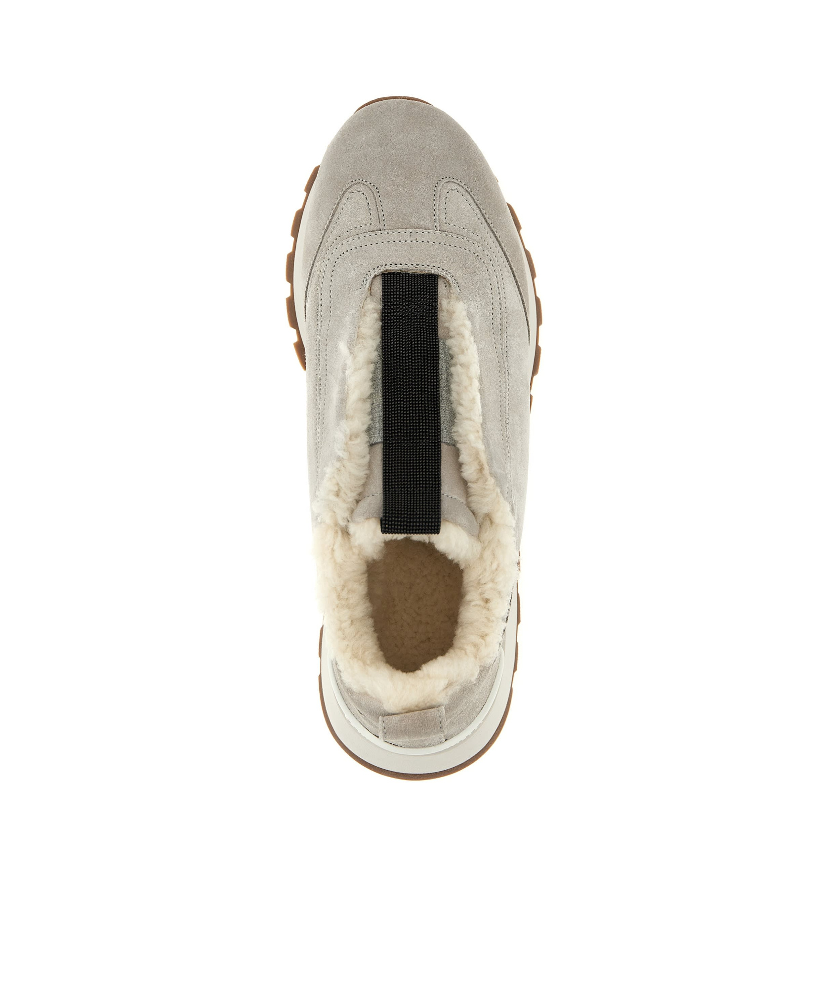 Brunello Cucinelli Monili Chain-detail Suede Sneakers In Nude