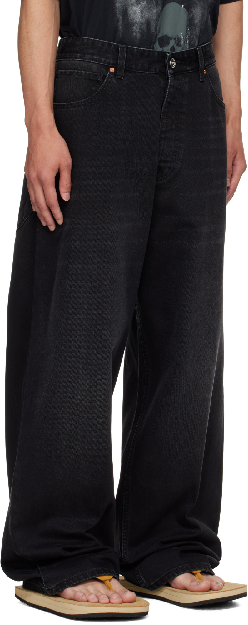 Vetements Anarchy Painted Cropped Jeans In Black