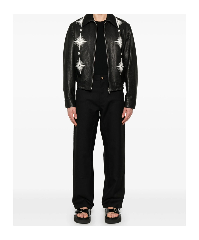 Versace Carpenter Logo-patch Straight-leg Trousers In Black
