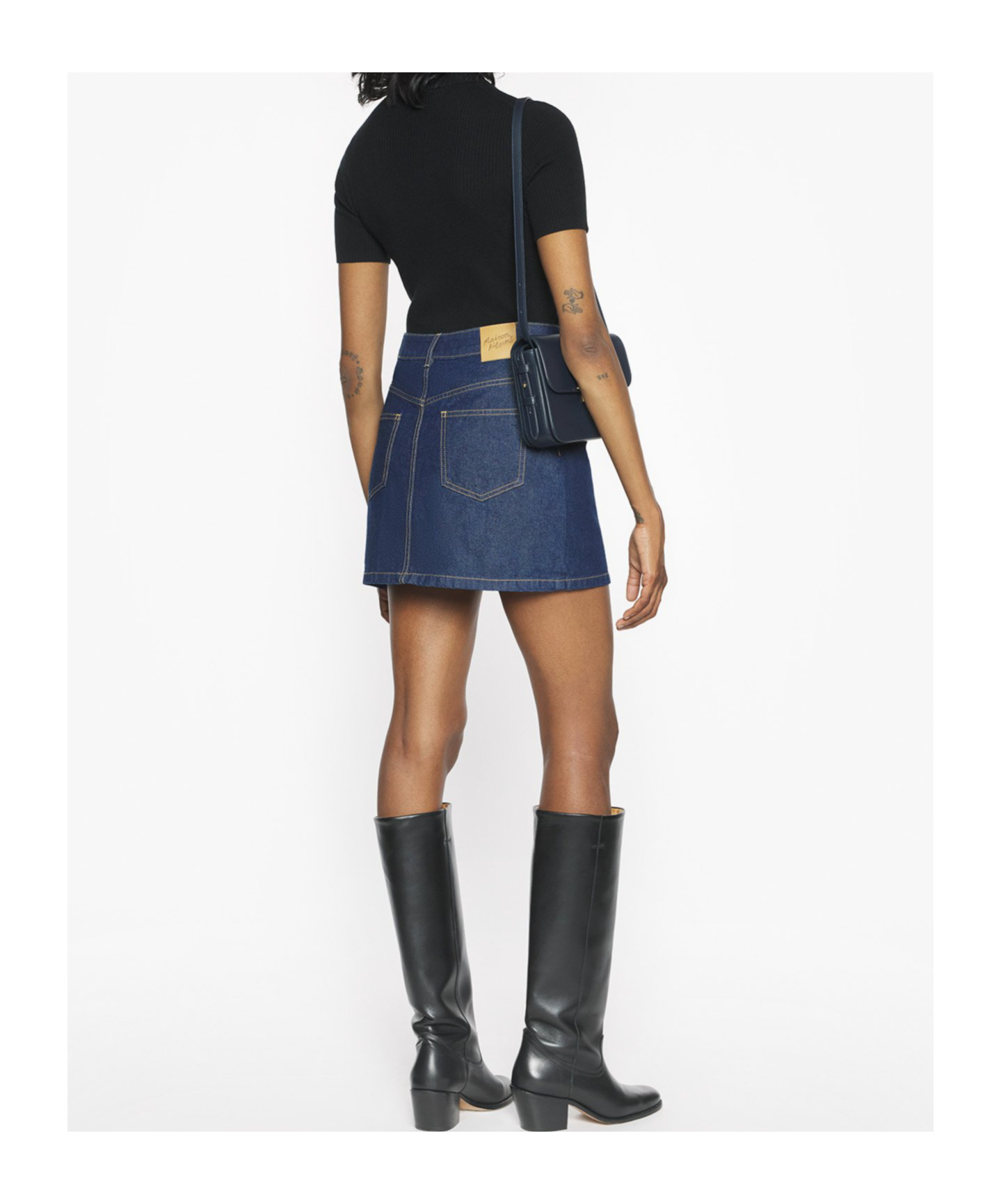 Maison Kitsuné Denim Mini Skirt In Blue