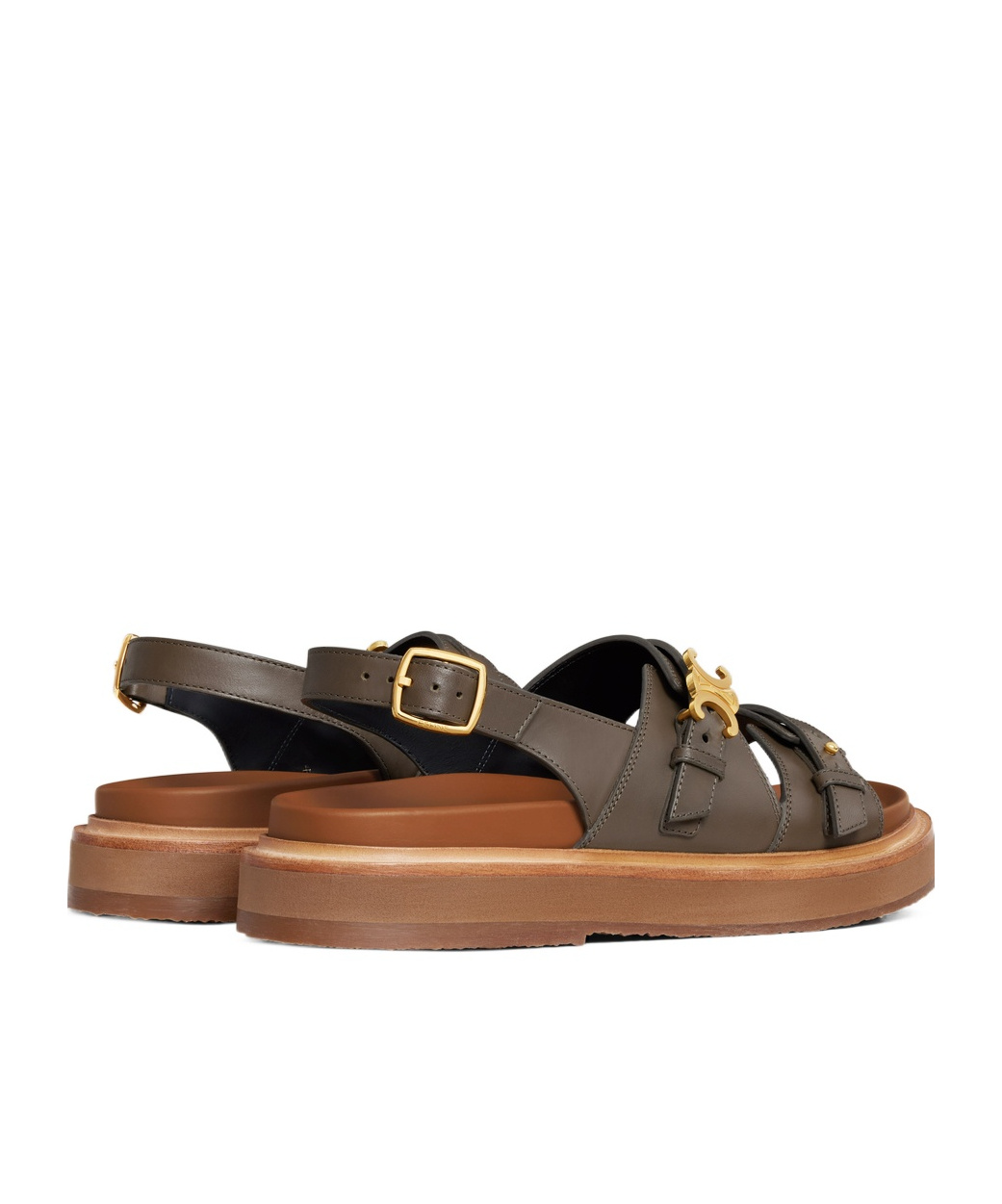 Celine Tippi Triomphe Flat Sandals In Brown