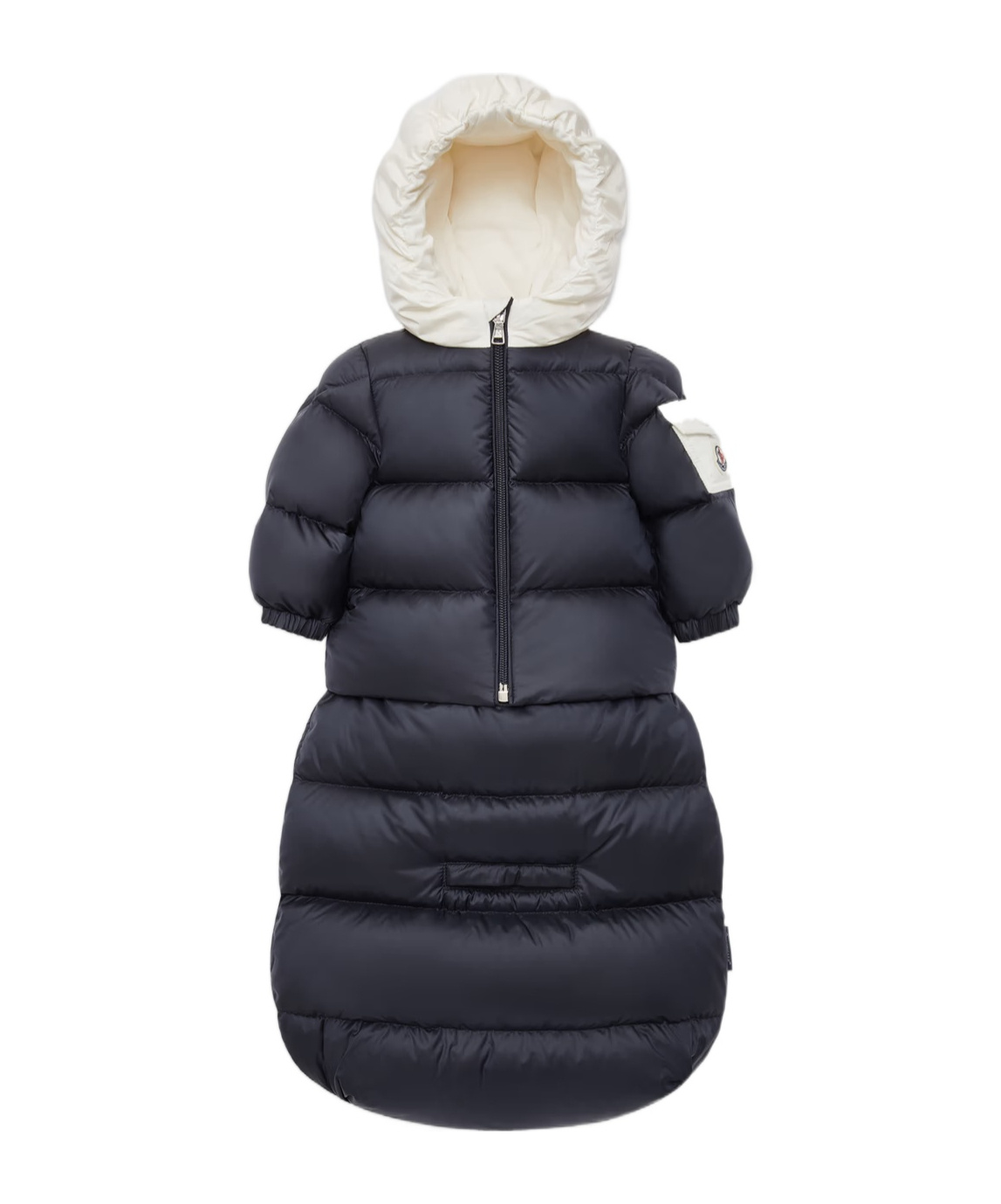 Moncler Enfant Logo Patch Detachable Sleeping Bag Jacket In Blue