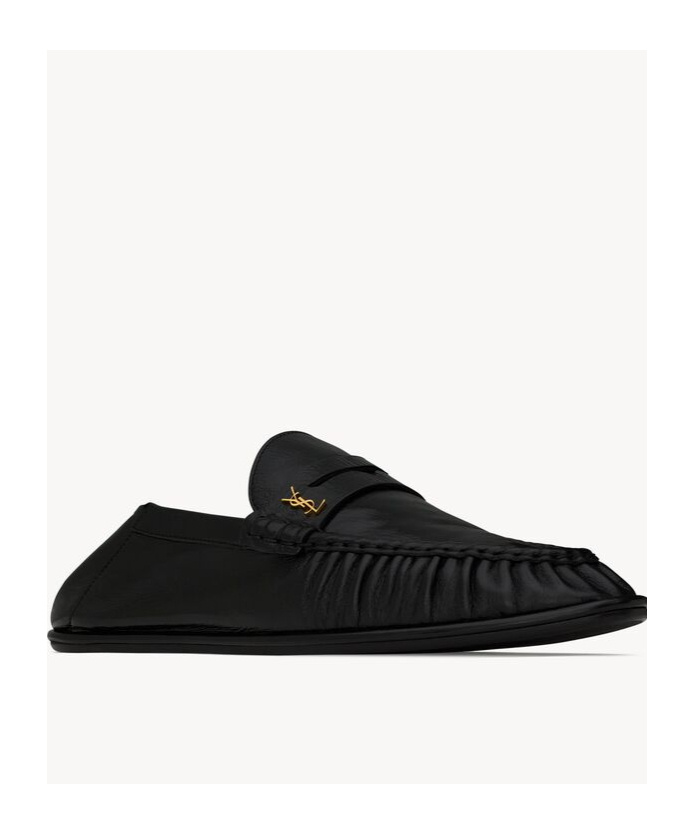 Shop Saint Laurent Le Loafer Penny Slippers In Smooth Leather In Black