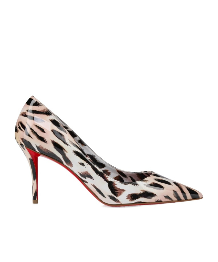 Christian Louboutin Miss Z Gigi 80 Leopard-print Patent-leather Point-toe Pumps In Multi-color