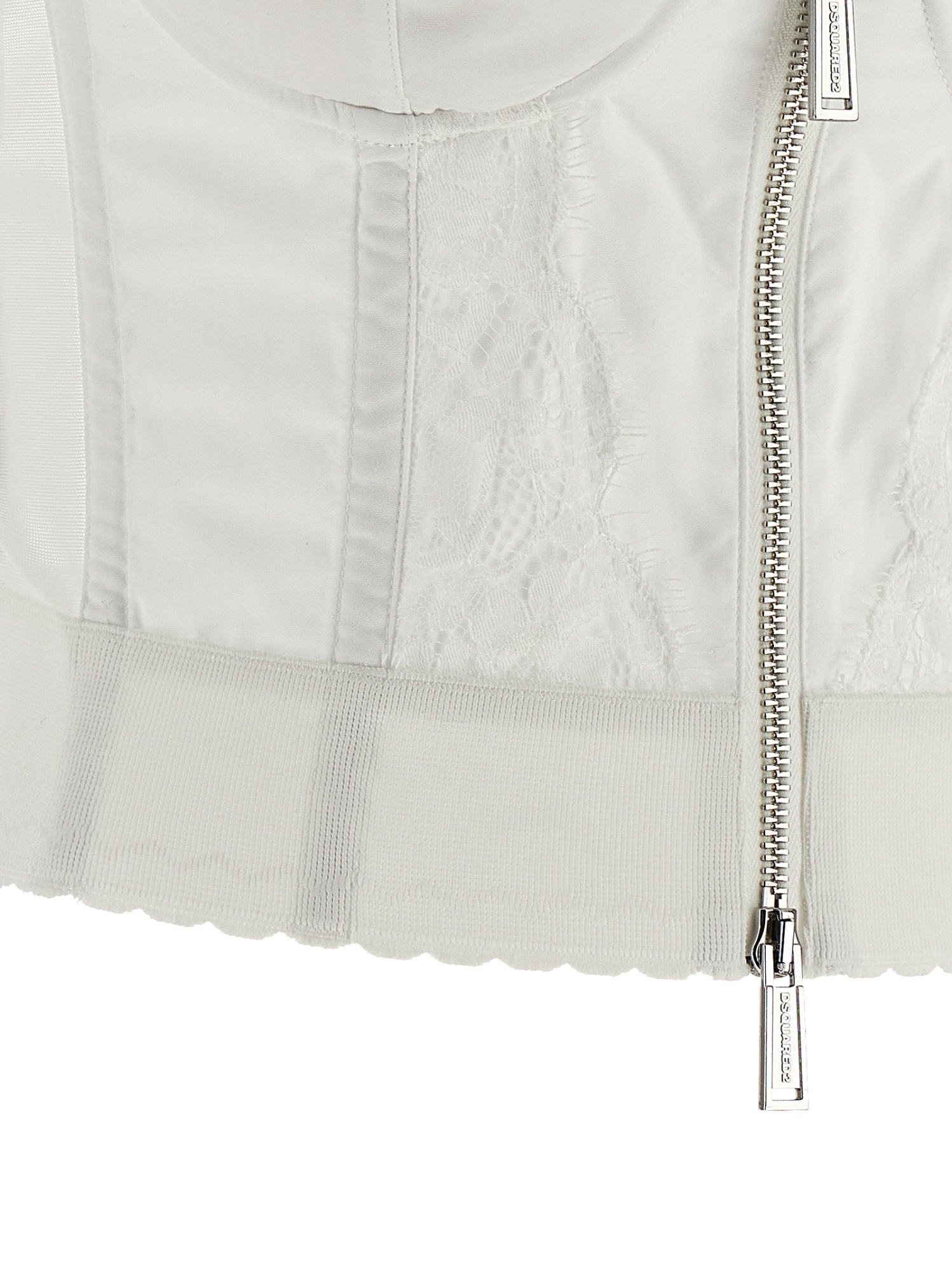Dsquared2 Off-the-shoulder Bustier Top With Lace And Tulle Detailing In White