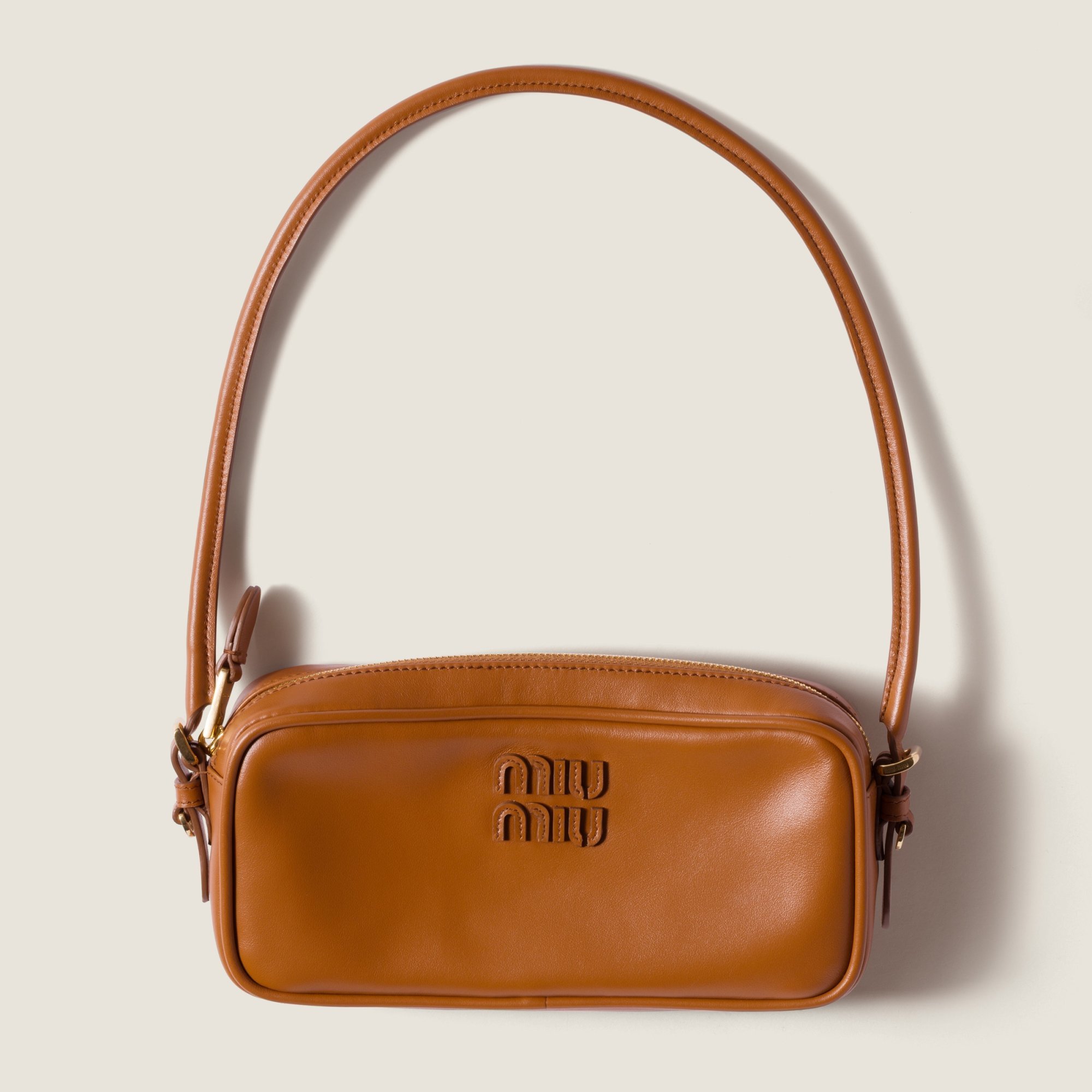 Miu Miu Zipper Shoulder Bag In Brown