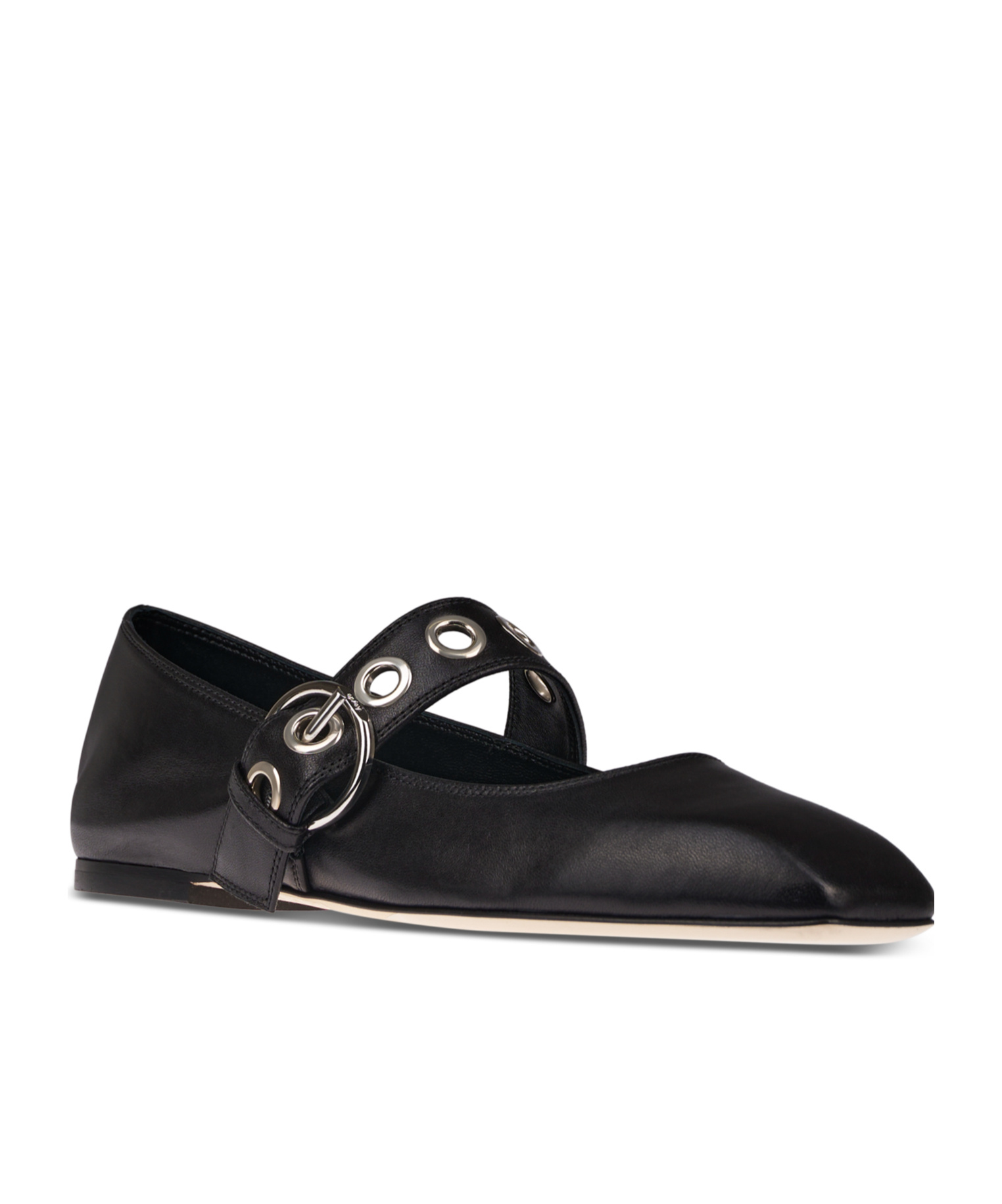 Aeyde Nappa Leather Flats With Circular Hardware Detail In Black