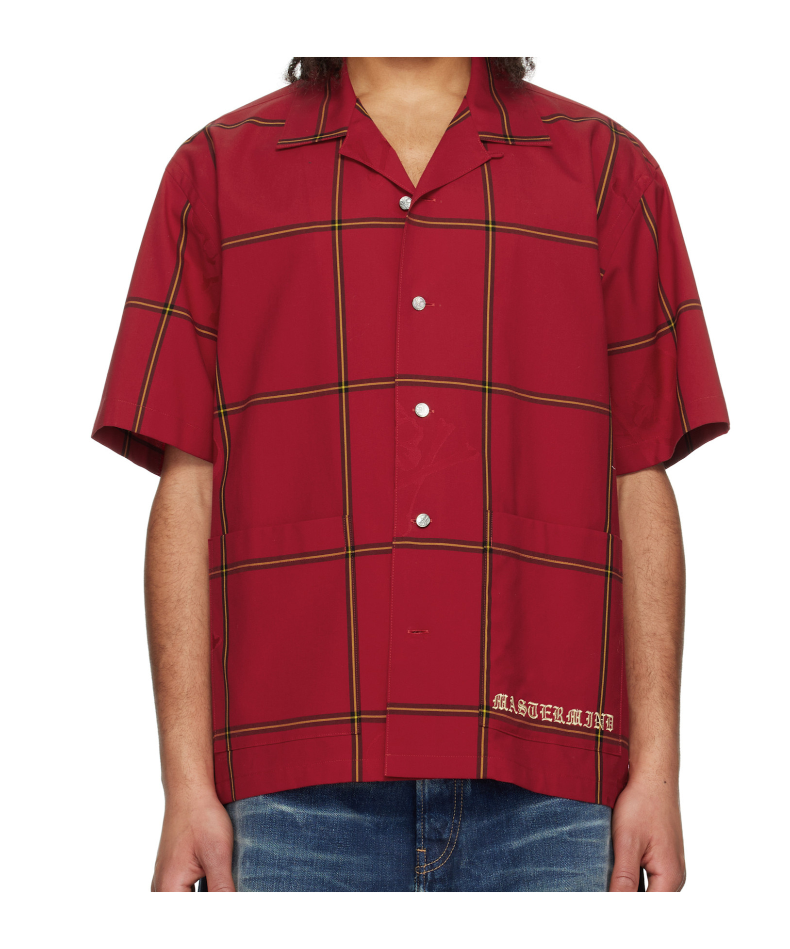 Mastermind Japan Red Windowpane Plaid Shirt In Red