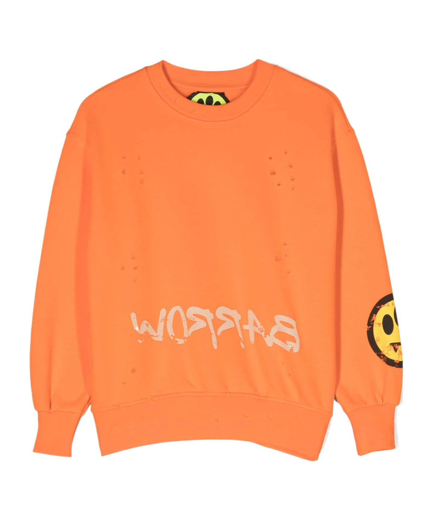 Barrow Graphic-print Cotton Sweatshirt In Orange