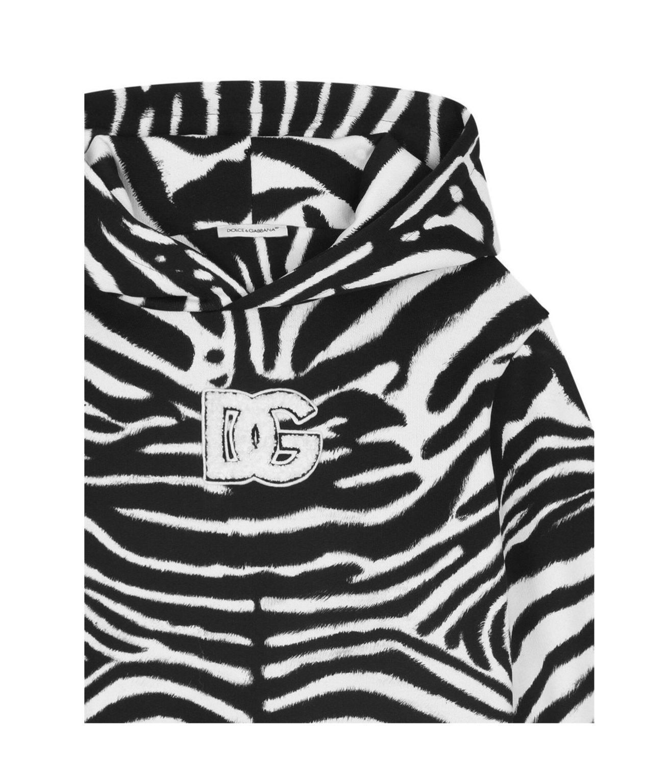 Dolce & Gabbana Zebra-print Cotton Hoodie In Black