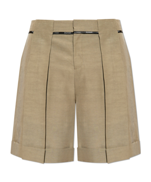 BALMAIN PLEATED CUPRO SHORTS 