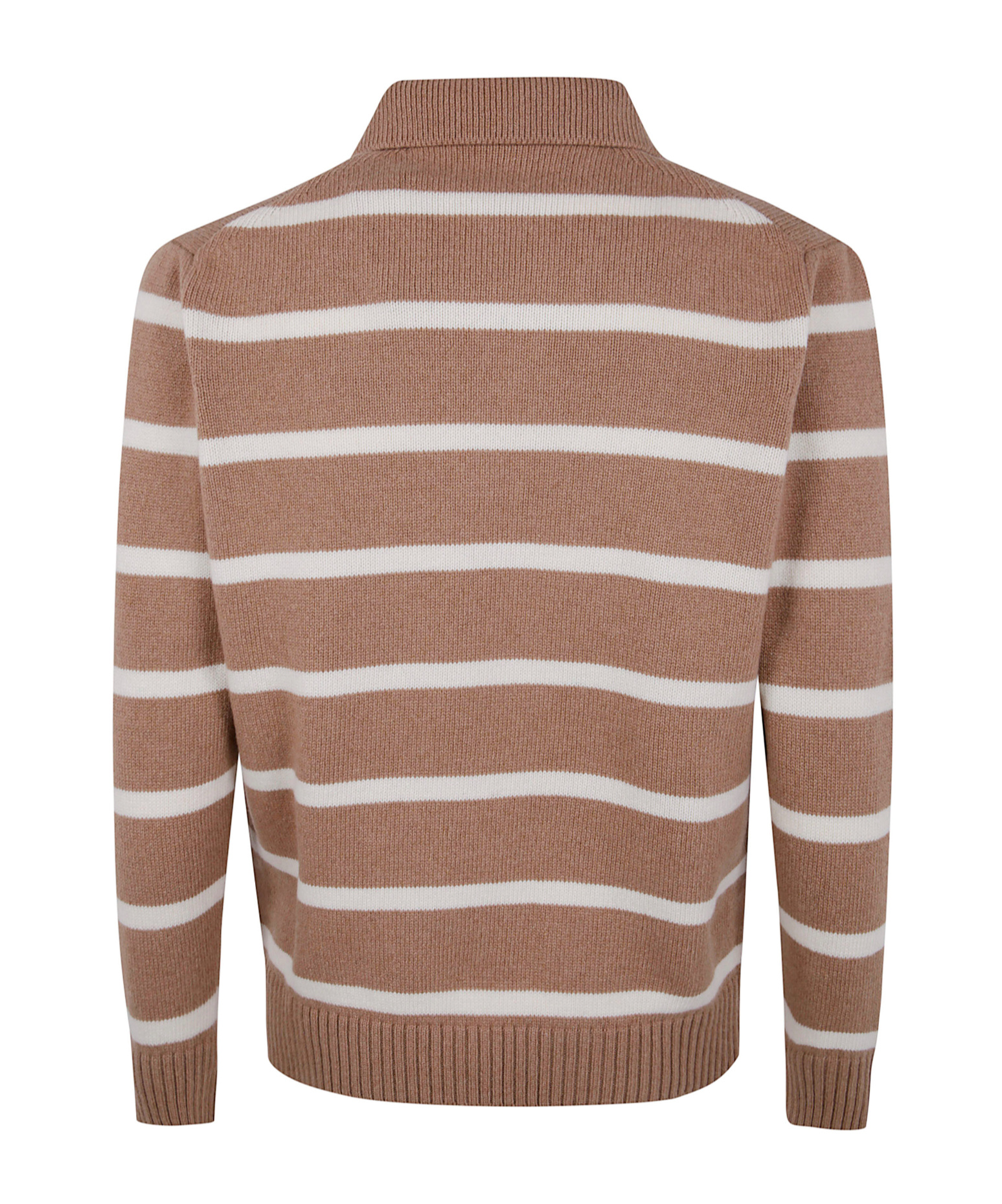 Lardini Striped Knit Polo Sweater For Men In Brown