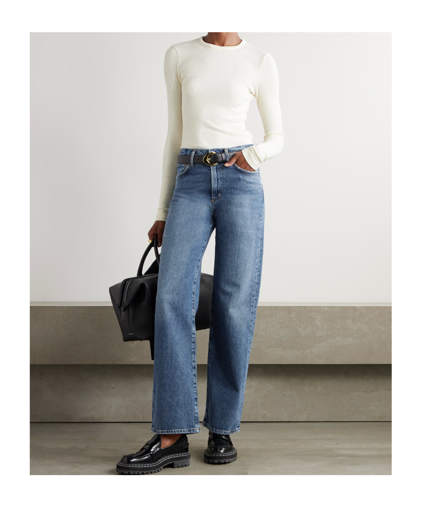 Agolde High Waist Straight Jeans In Blue