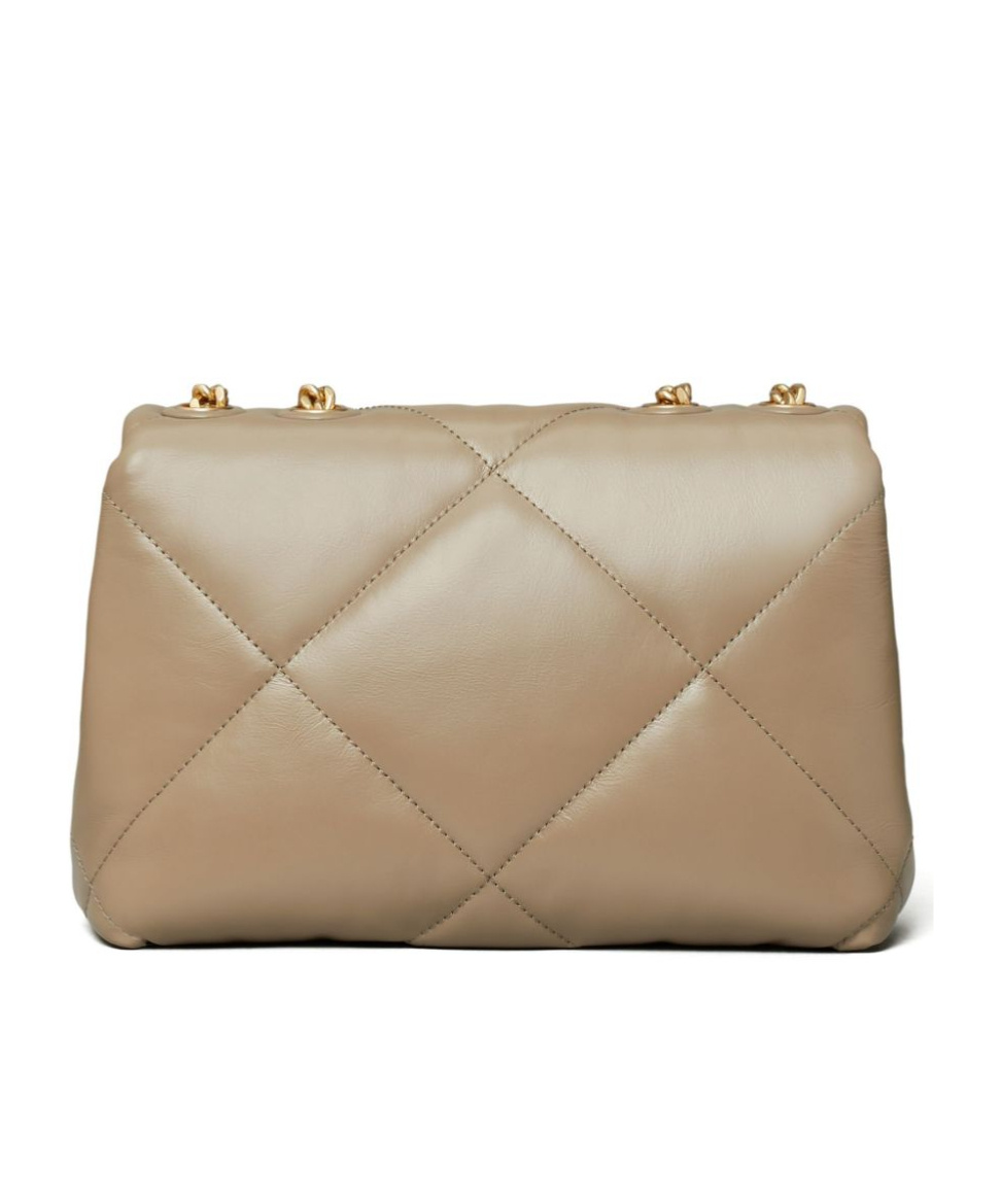 Tory Burch Brown Kira Diamond Quilt Convertible Soft Leather Bag In Nude