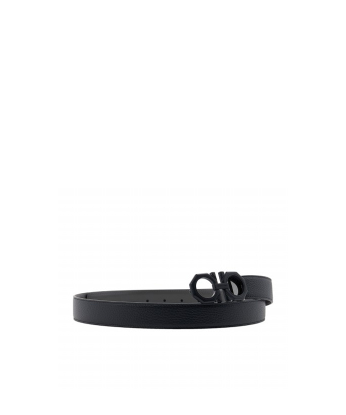 Ferragamo Logo Double-sided Belt In Black