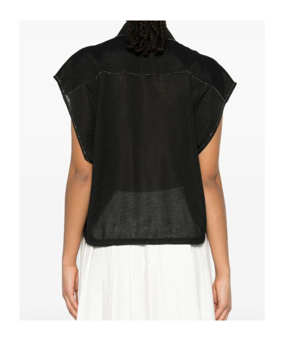 Fabiana Filippi Fine-knit Sleeveless Shirt In Black