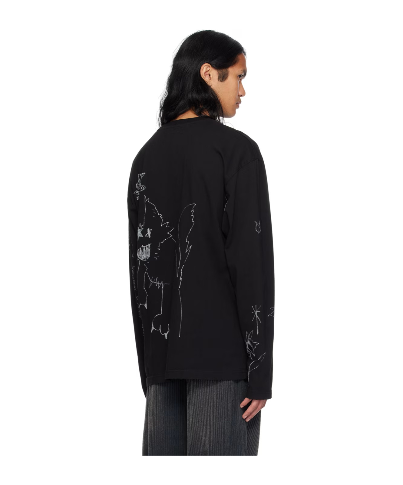 We11 Done Printed Long-sleeved T-shirt In Black