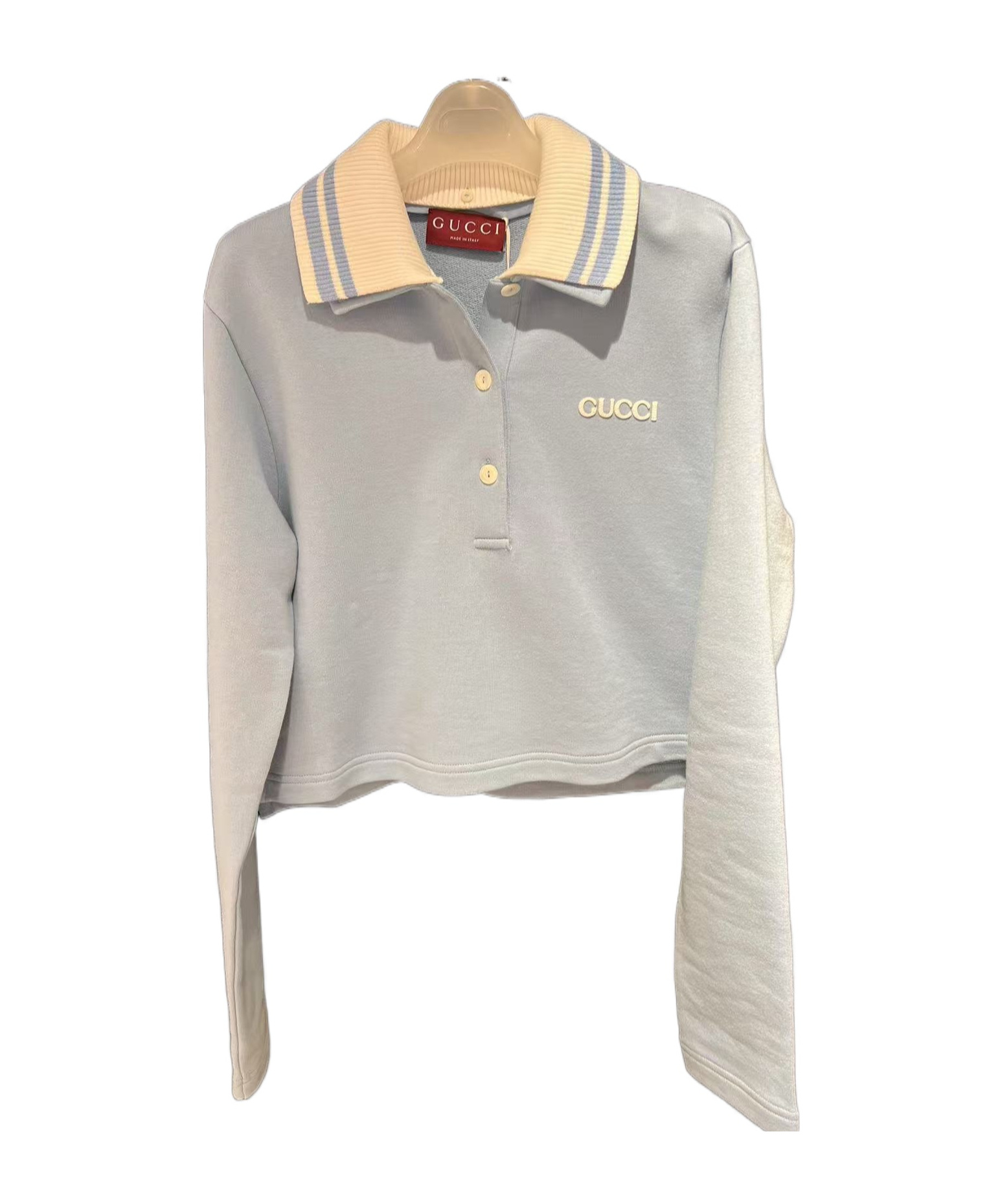 Gucci Long-sleeved Polo Shirt In Gray