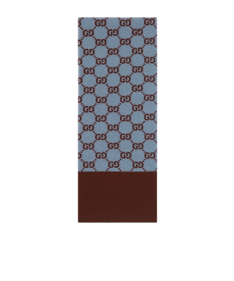 Gucci Gg Jacquard Scarf In Gray