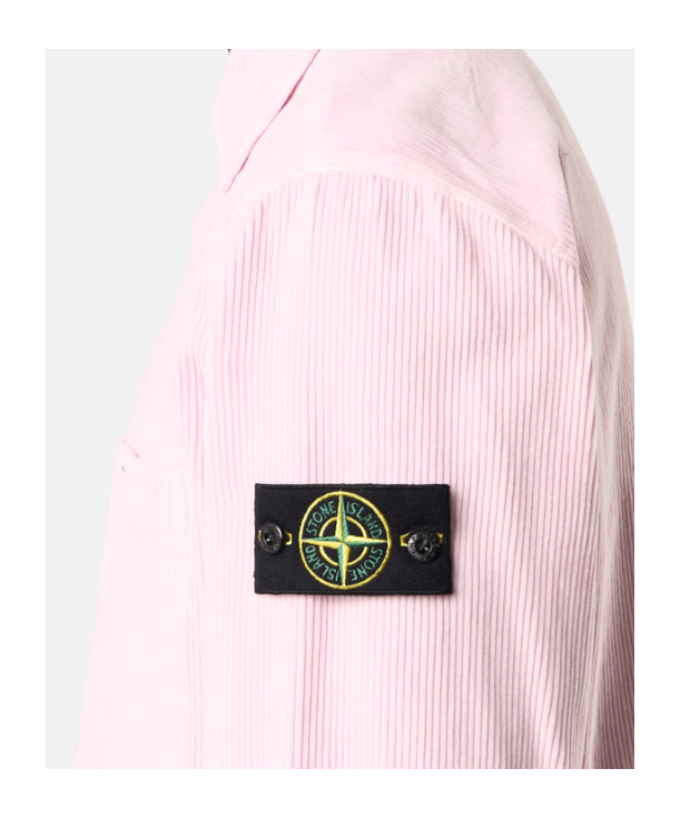 Stone Island Corduroy Patch-pocket Shirt In Pink