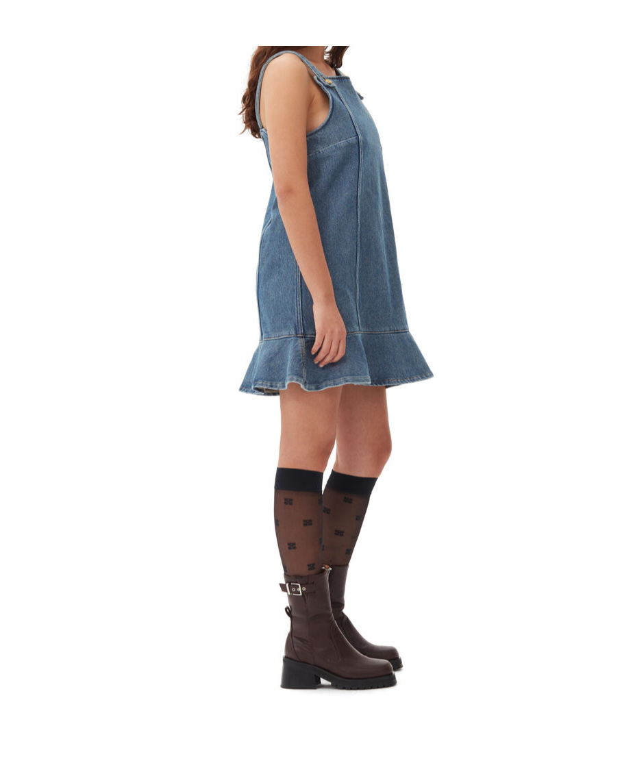 GANNI BLUE DENIM MINI DRESS