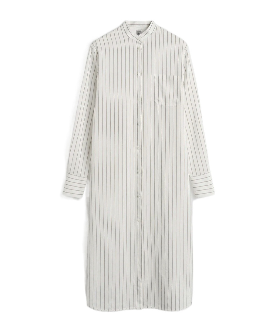 Totême Cotton Silk Summer Tunic Dress In White