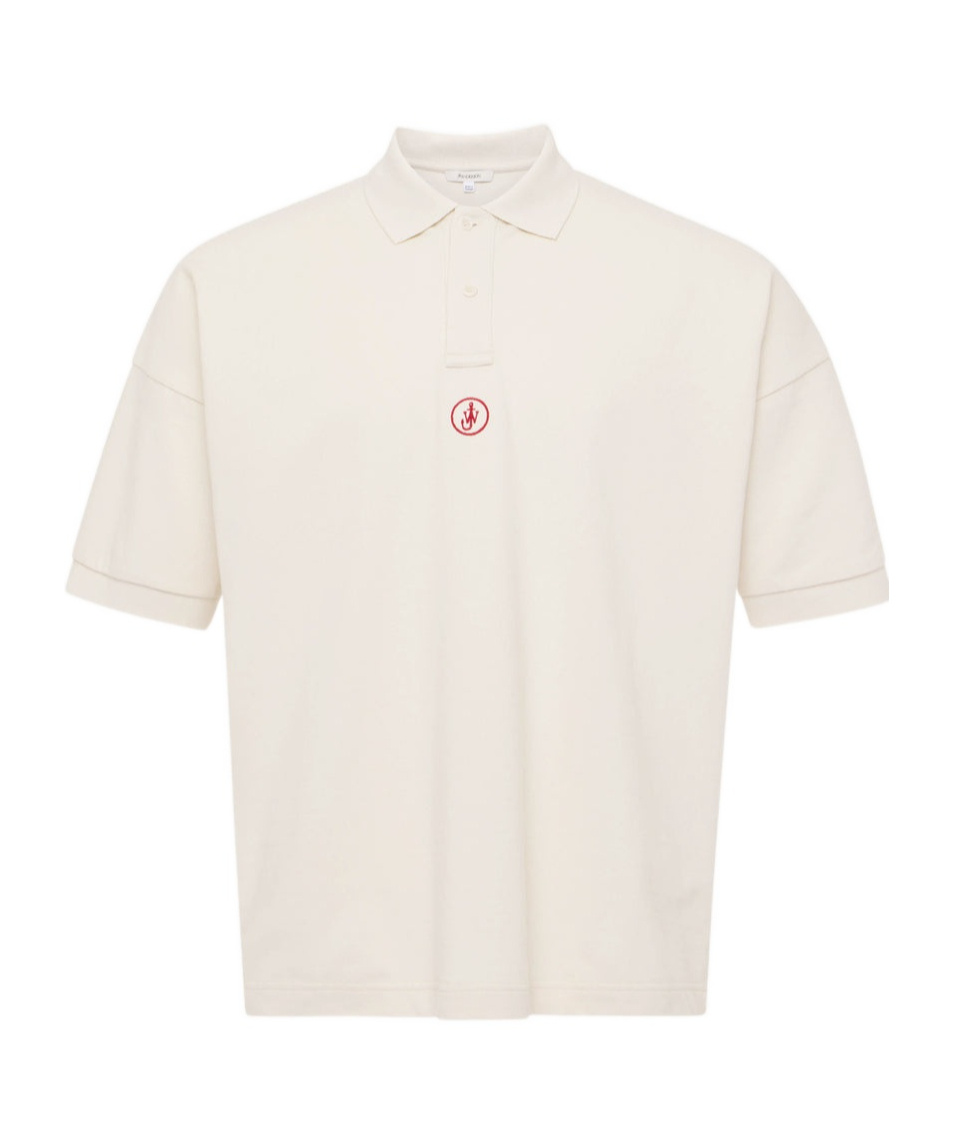 Jw Anderson Anchor Embroidery Polo In Neutral
