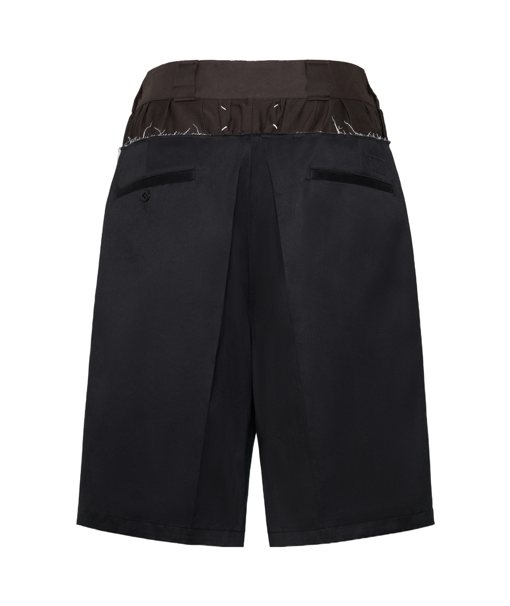 Maison Margiela Black Shorts With Layered Design And Side Button Closure In Black