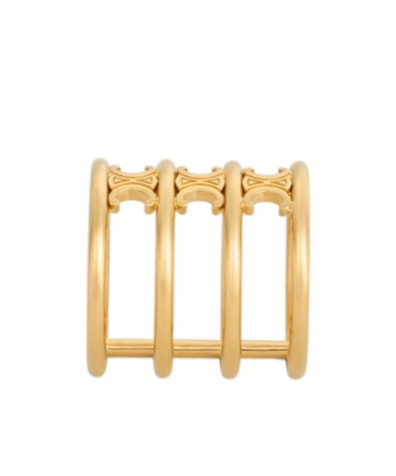Celine Triomphe Cage Ring In Yellow