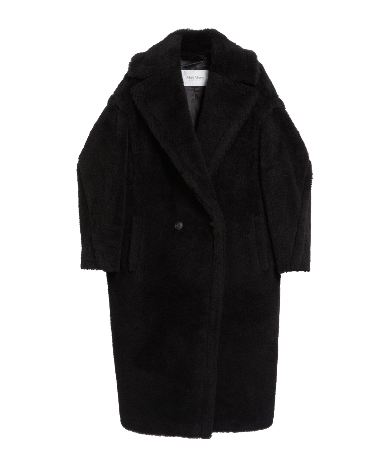 Max Mara Teddy Camel & Silk Blend Coat In Blue