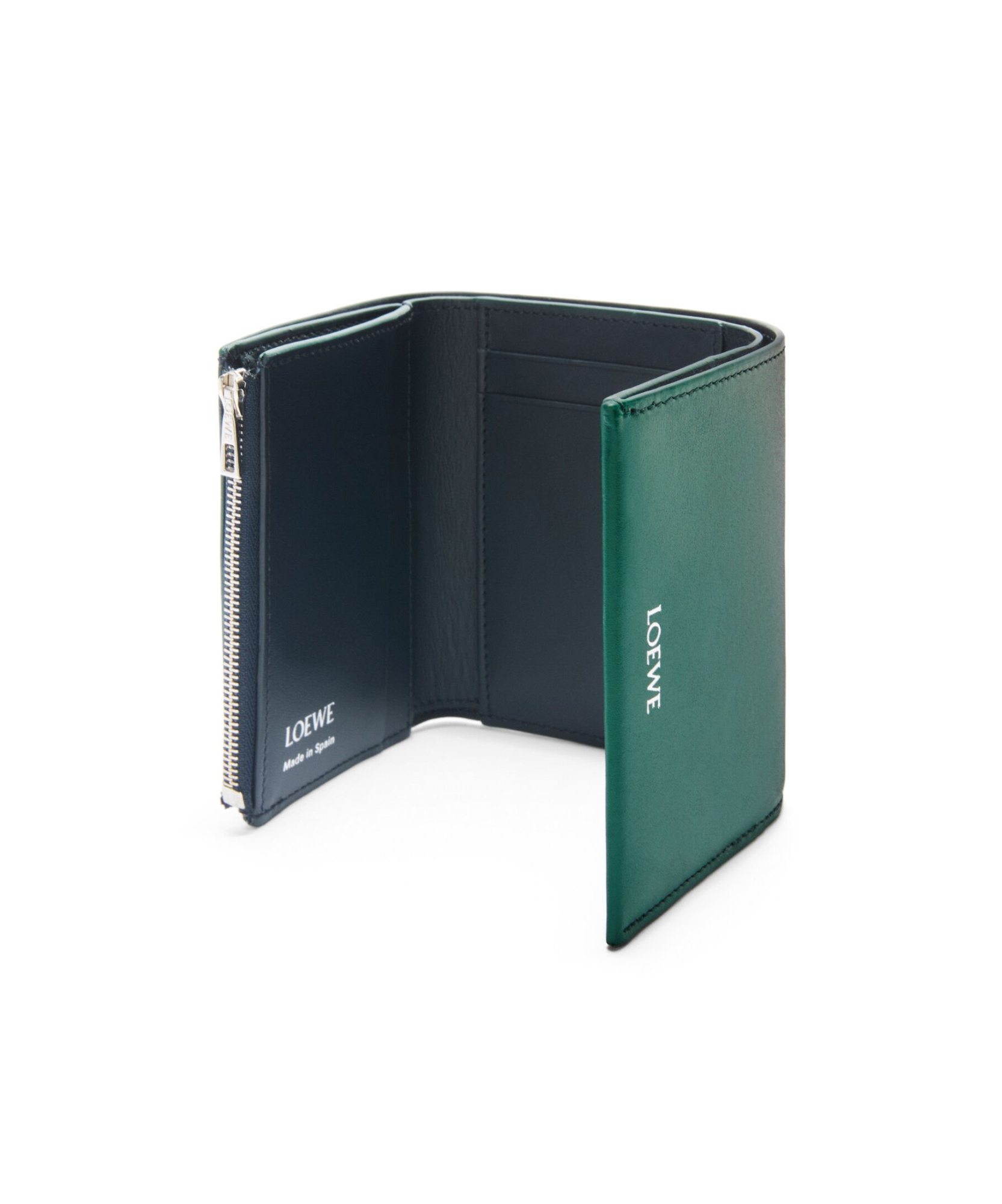 Loewe Trifold Zip Wallet In Green