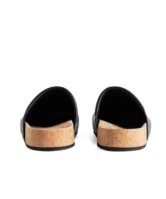 Balenciaga Men Leather Mules With Cork Insole In Black