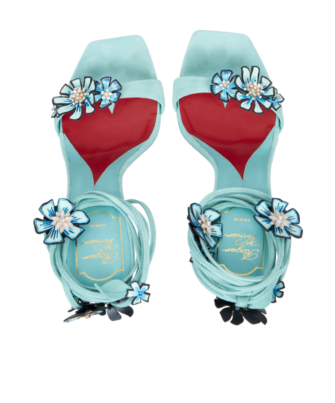 Roger Vivier Blossom High Stiletto Heel Sandals In Blue