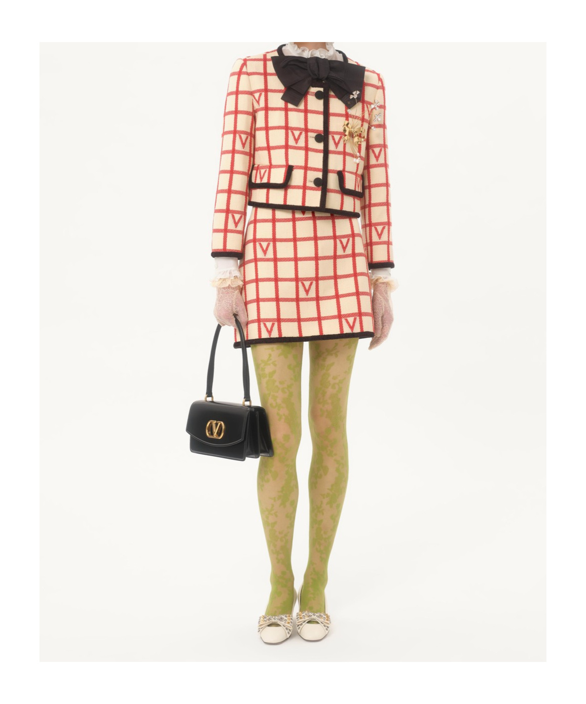 Valentino Midi Skirt With Button Accents And High Waist In Brown