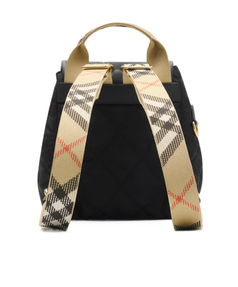 Burberry Mini Horseshoe Quilted Nylon Backpack Bags In Black