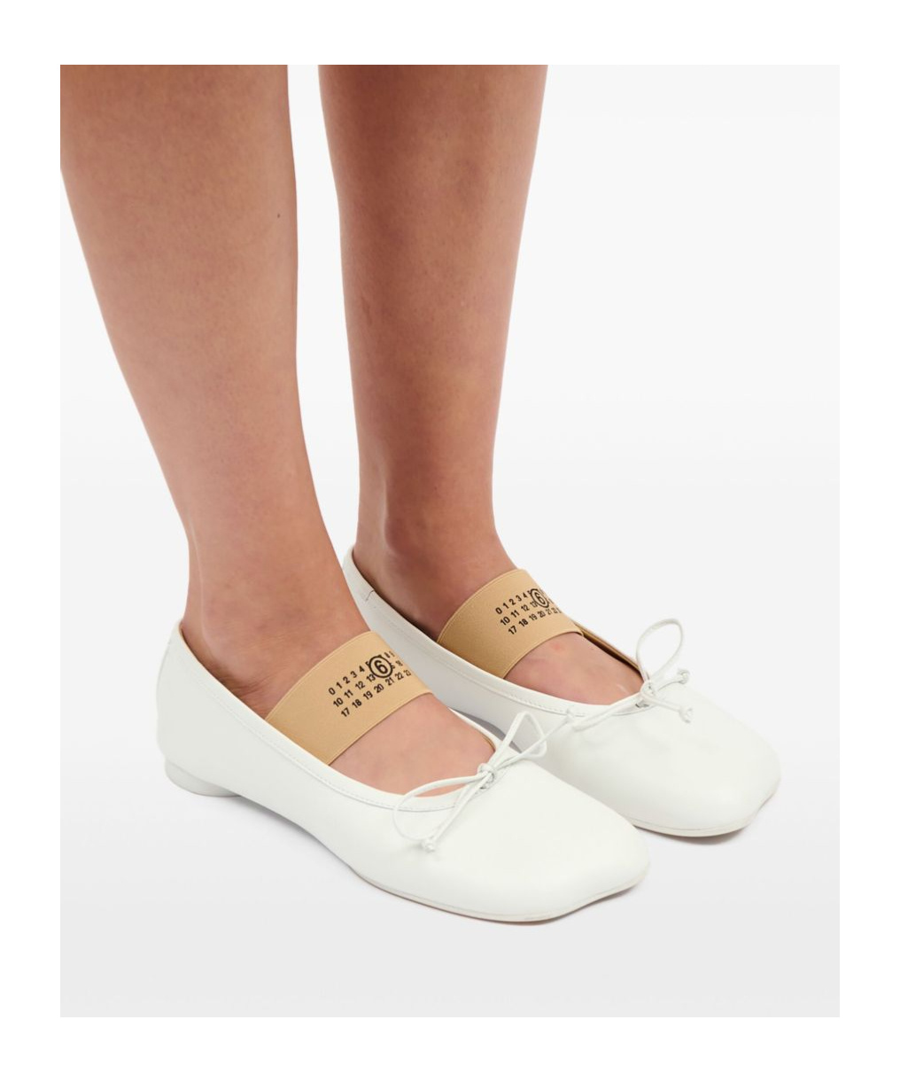 Mm6 Maison Margiela Ballerina Square Toe Bow Detail In White